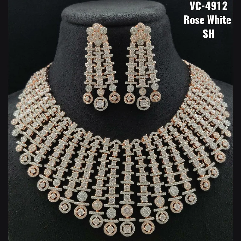 High-End Jewelry, Now More Affordable Than Ever Vivah Creations Rose Gold Plated AD Stone Necklace Set